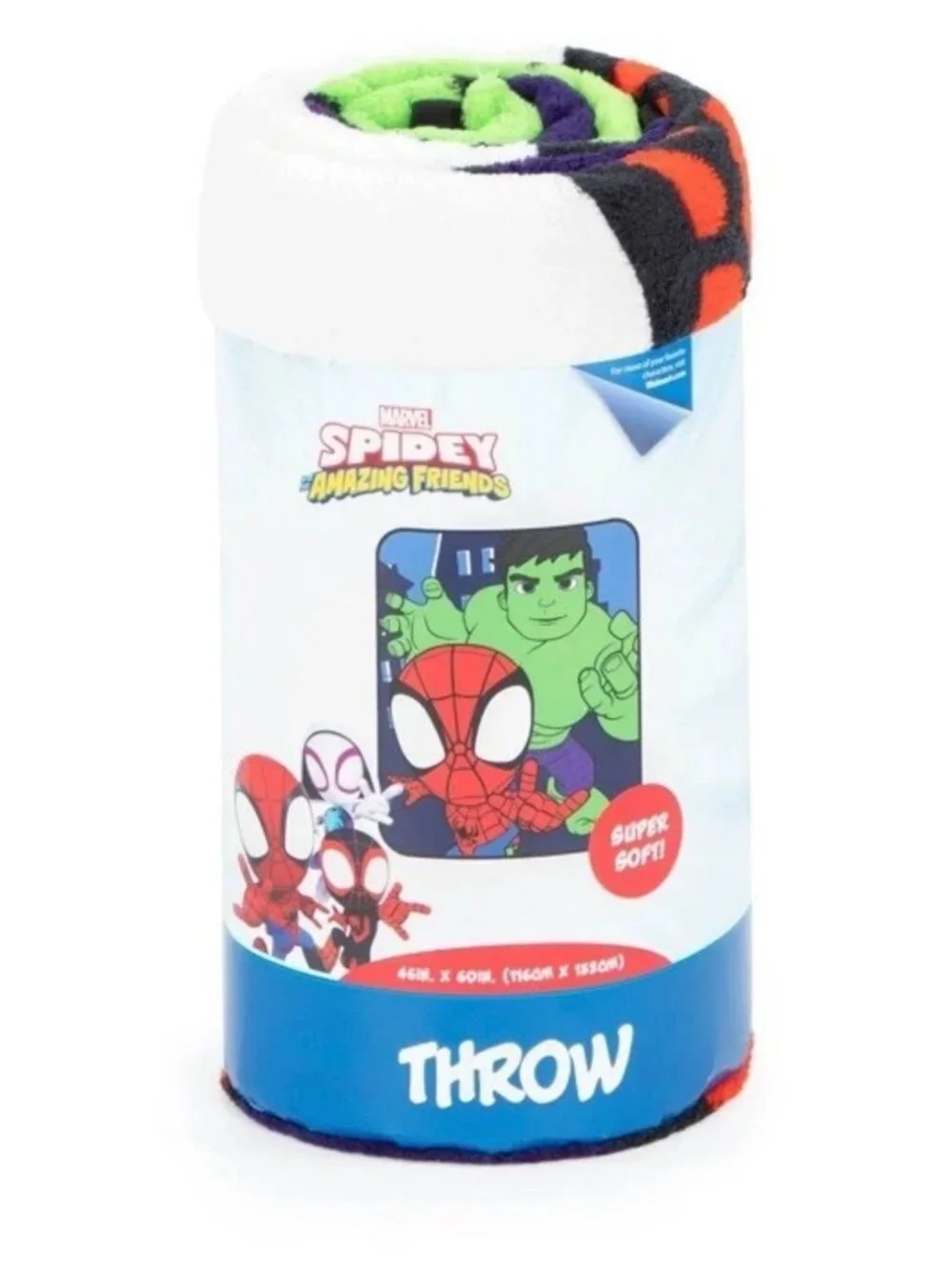 Marvel Spidey Throw Blanket 46x60 Kids Spider Man Soft Plush